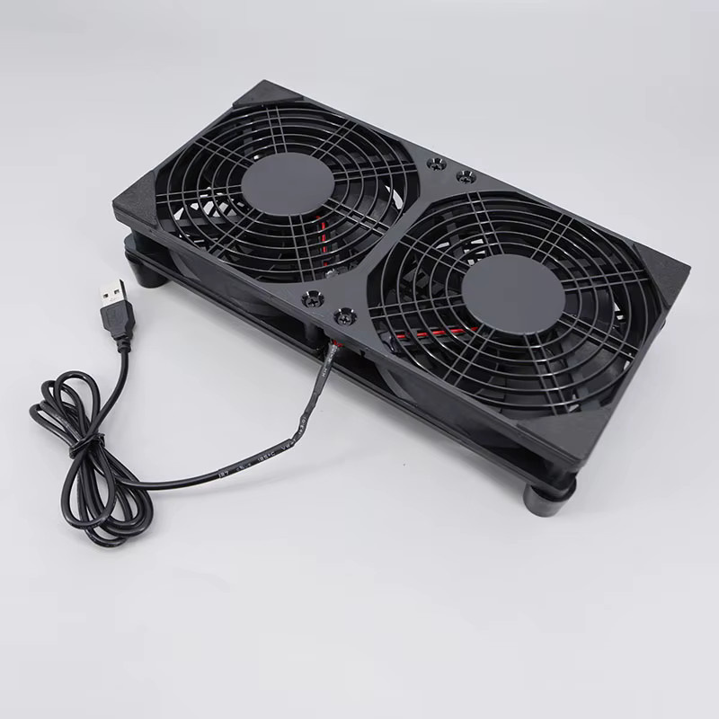 Gakaki High Airflow Lüfter Set für Router und Modem, 120mm, DC12V, USB-betrieben, Schwarz - Bild 2