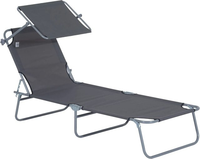 Furnicato Sonnenliege klappbar mit Sonnenschutz in Grau aus Metall und Oxford-Stoff - Bild 1