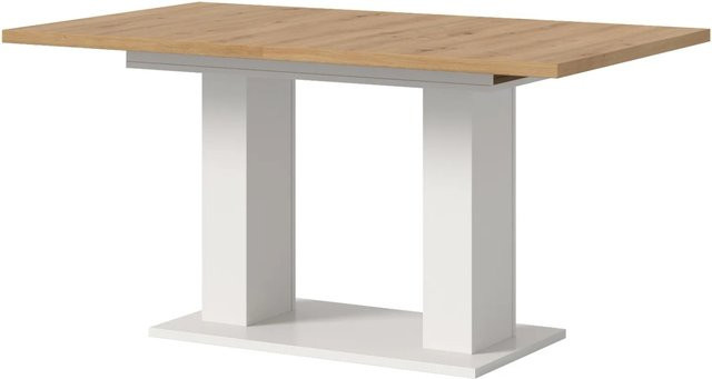 Inn.Furn Esstisch ausziehbar in Eiche und Weiß, rechteckiger Küchentisch modern - Bild 1