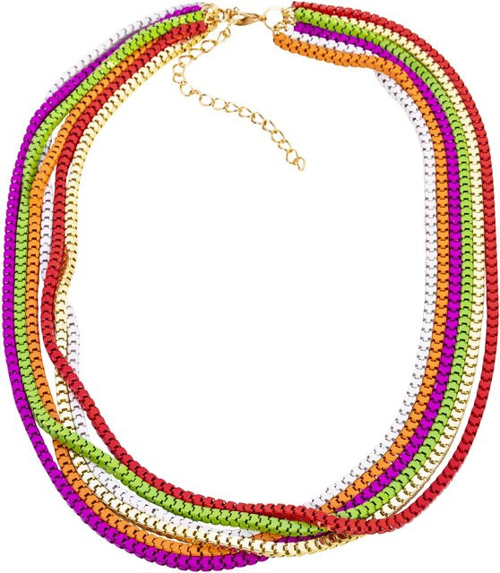 Kette Steuer, mehrreihig, pink, grün, orange, rot, gold, weiß - Bild 1