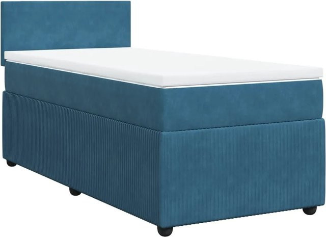 vidaXL Boxspringbett mit Matratze Blau Samt B/T/H: 90 x 190 x 100,5 cm - Bild 1
