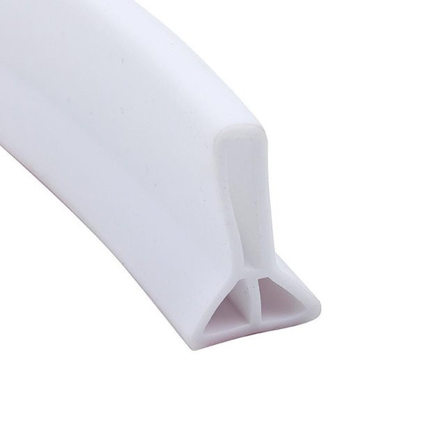 Gummi-Silikon-Duschbarriere als wasserdichter Wasserstopper für das Badezimmer in Weiß, Breite: 100 cm, Höhe: 3 cm - Bild 1