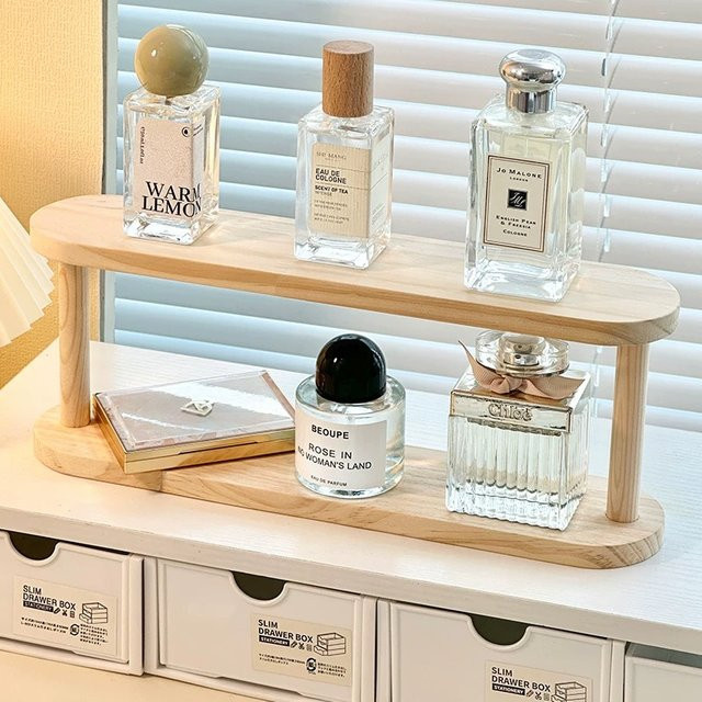 Holz Desktop Organizer Regal mit 2 Ebenen als Schreibtisch und Kosmetik Display Rack - Bild 1