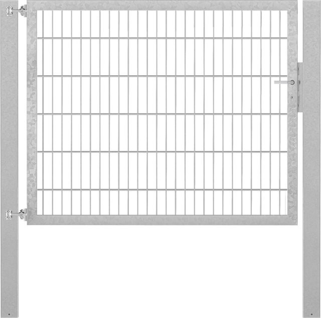 Einzeltor Flexo Plus in Grau mit Pfosten, feuerverzinkter Stahl, Breite: 150 cm, Höhe: 120 cm, Pfosten: 100 x 100 cm - Bild 1