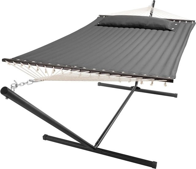 Juskys Hängematte Cata Doppelhängematte mit Gestell und Kissen Anthrazit B/T/H: 360 x 120 x 115 cm - Bild 2