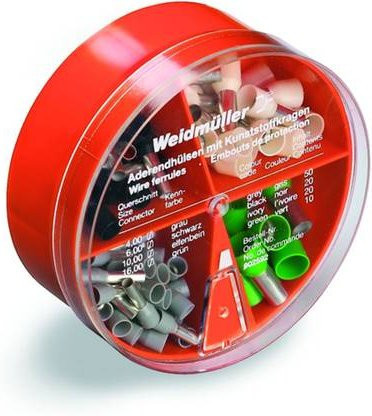 Weidmüller Aderendhülsen-Sortiment 4 mm², 6 mm², 10 mm², 16 mm² Teilisoliert, 100 Stück, Mehrfarbig - Bild 1