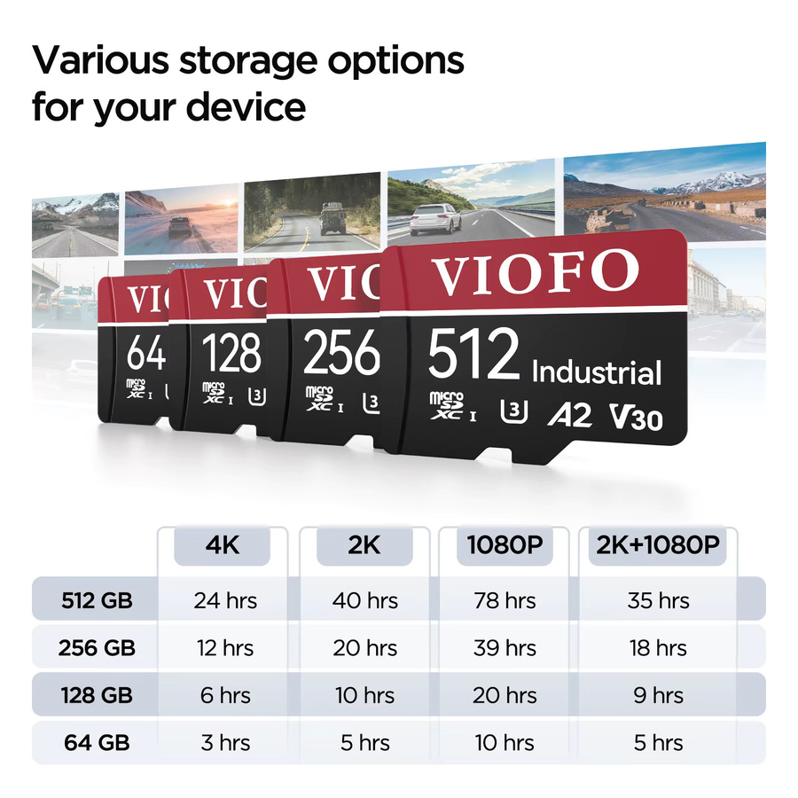 VIOFO Industrielle MicroSD-Speicherkarte U3 A2 V30 mit Adapter - Bild 3