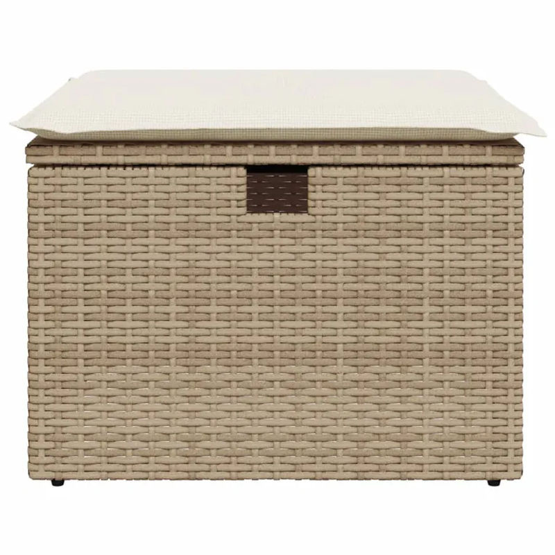 Vidaxl Gartenhocker aus Polyrattan mit Kissen, Beige, B/T/H: 55 x 55 x 37 cm - Bild 2