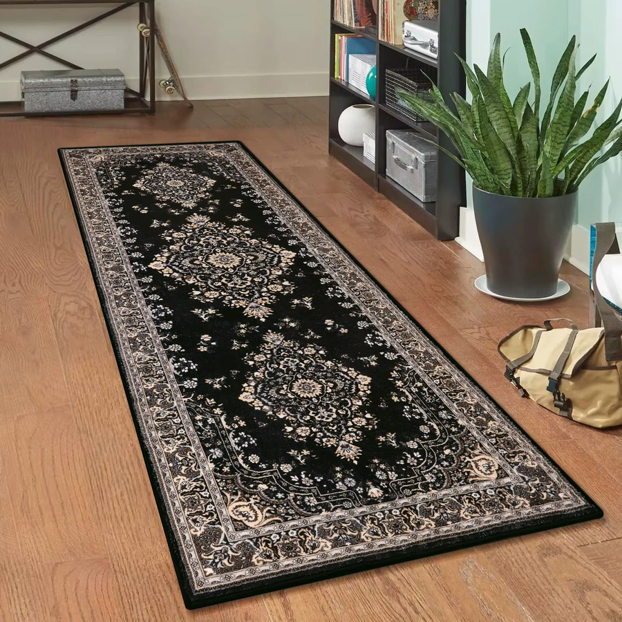 VIKAMA Boho Orient Teppich Schwarz, rutschfest und schmutzabweisend, B/T/H: 120 x 40 x 40 cm - Bild 5
