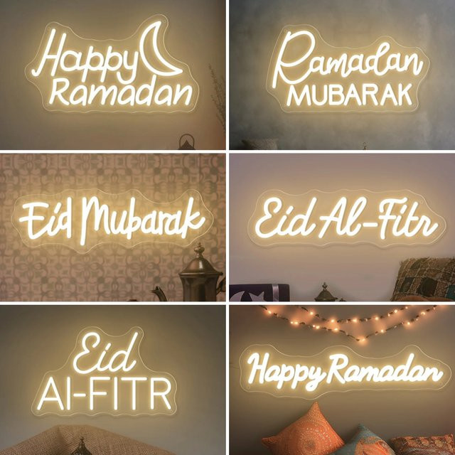 Ramadan Eid Mubarak LED Neon-Leuchtreklame zur Wanddekoration in Weiß - Bild 1