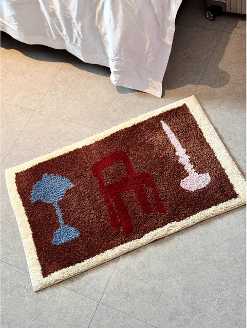 VIKAMA Teppich im amerikanischen Stil mit Alphabet-Grafik und Lollipop-Motiv in Mehrfarbig für Kinderzimmer, Wohnzimmer oder Schlafzimmer - Bild 1