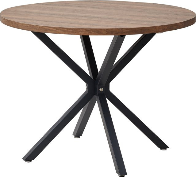 Nordic Esstisch aus Massivholz in Braun, runder Tisch im skandinavischen Design für Wohnzimmer und Balkon, Durchmesser: 100 cm - Bild 1