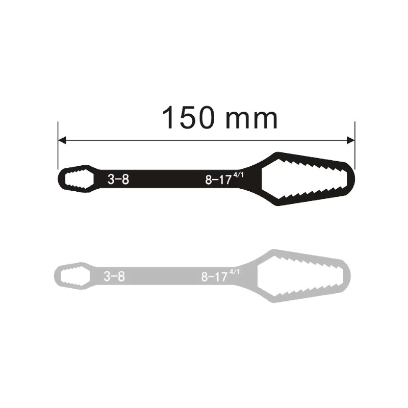 Universal-Torx-Schraubenschlüssel verstellbar 3–24 mm in Schwarz - Bild 1