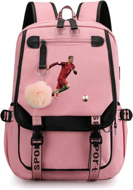3-teiliges Schulrucksack-Set in Pink aus Oxford-Stoff mit Schultasche, Schultergurt und Federmäppchen für Schüler - Bild 1