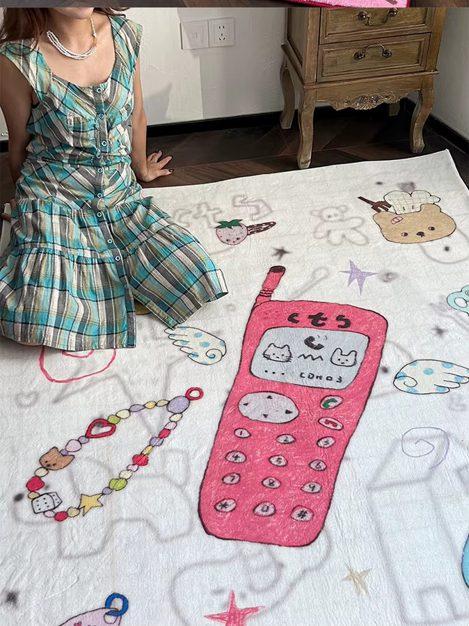 VIKAMA Cartoon-Teppich aus Kaschmirimitat mit Kinder-Motiv in Mehrfarbig, rechteckig, weich und bequem für Schlafzimmer oder Flur - Bild 1