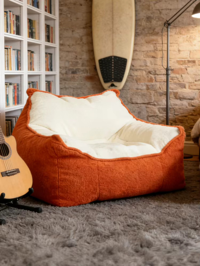 OTAUTAU Sitzsackbezug aus Kunstfleece für Sessel und Pouf, Modell SF445, Braun und Orange - Bild 6