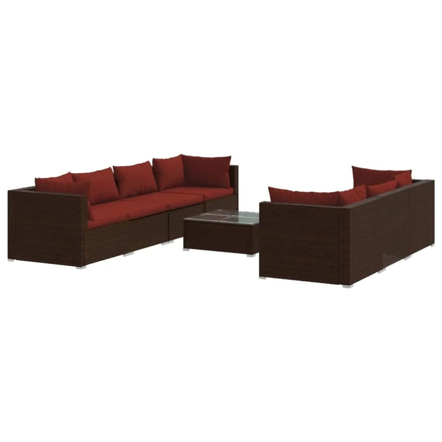 vidaXL 8-teiliges Garten-Lounge-Set aus Poly Rattan in Braun mit Kissen und Couchtisch - Bild 2