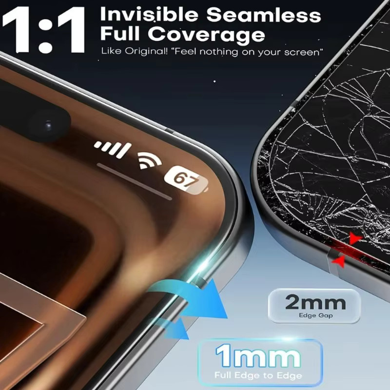 SnakeGlass 3er-Pack Anti-Spionage Panzerglas Displayschutzfolie für iPhone 17 16 15 14 13 12 11 Pro Max Plus Air transparent - Bild 4
