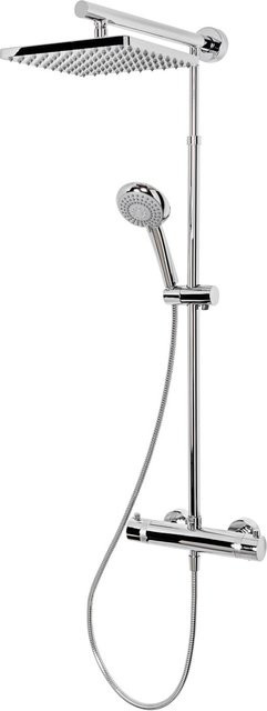 Schulte Duschsystem Rain Classic mit Thermostat und eckiger Kopfbrause in Edelstahlfarben/Silver - Bild 1