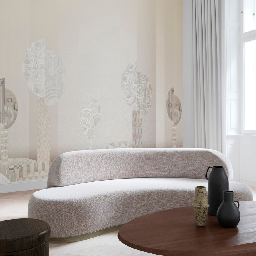 Nobilis Mural Lakme Wandgestaltung in Beige mit geometrischem Design in Porzellan- und Textiloptik - Bild 1