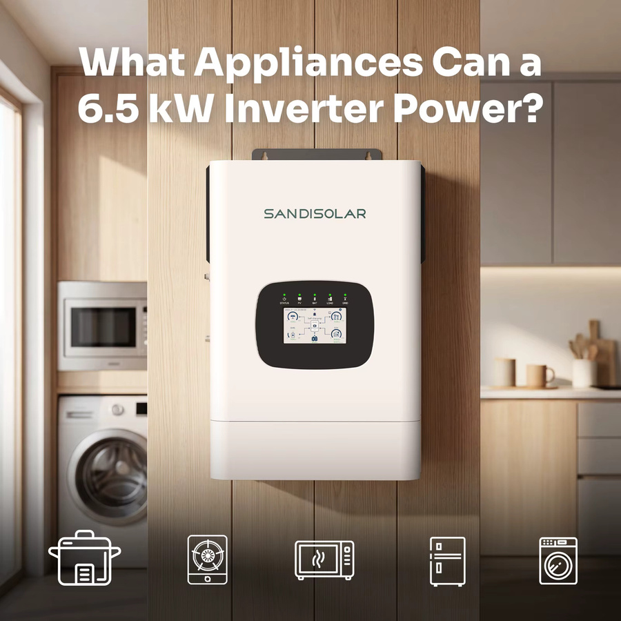 SANDISOLAR Hybrid-Solarwechselrichter 48V mit reiner Sinuswelle und MPPT 90-500VDC, 9000W PV-Eingang, Farbe: Weiß - Bild 4