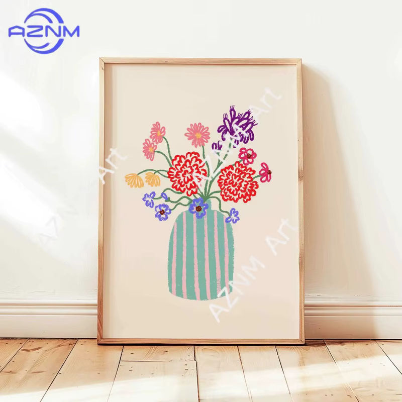 AZNM Wandkunst Leinwandgemälde Abstrakte Blumenvase in Pastellfarben Vintage Floral Wanddekoration Mehrfarbig - Bild 2