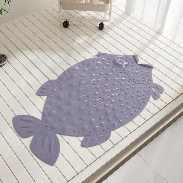 Anti-Rutsch-Badematte für Dusche und Bad mit Tier-Motiv in Lila, B/T: 64 x 35 cm - Bild 1