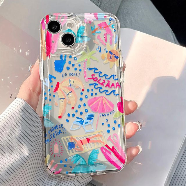 Transparente Handyhülle im tropischen Stil für Apple iPhone 17 16 15 14 13 12 11 Pro Max und Air - Bild 1