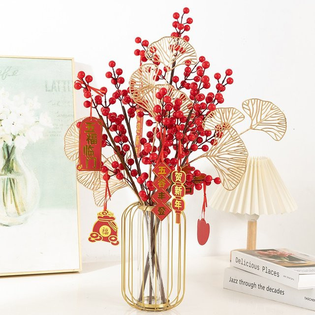 MENGHAO Goldener künstlicher Blumenstrauß aus Kunststoff als dekoratives Pflanzenornament für Tischdekoration und festliche Anlässe - Bild 1
