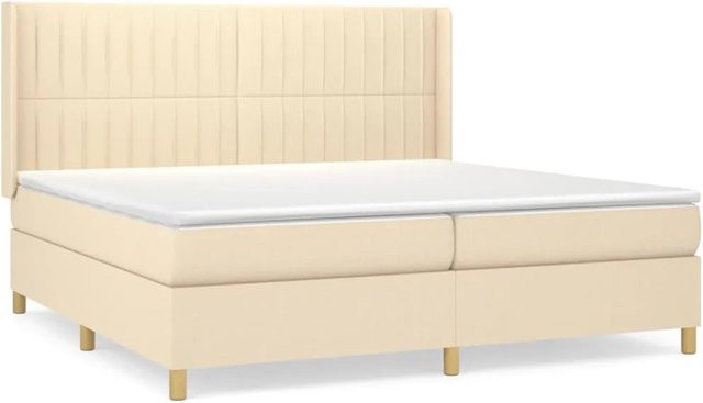vidaXL Boxspringbett Hybrid mit Matratze und Taschenfederkern in Creme/Beige, B/T/H: 203 x 203 x 118 cm - Bild 1