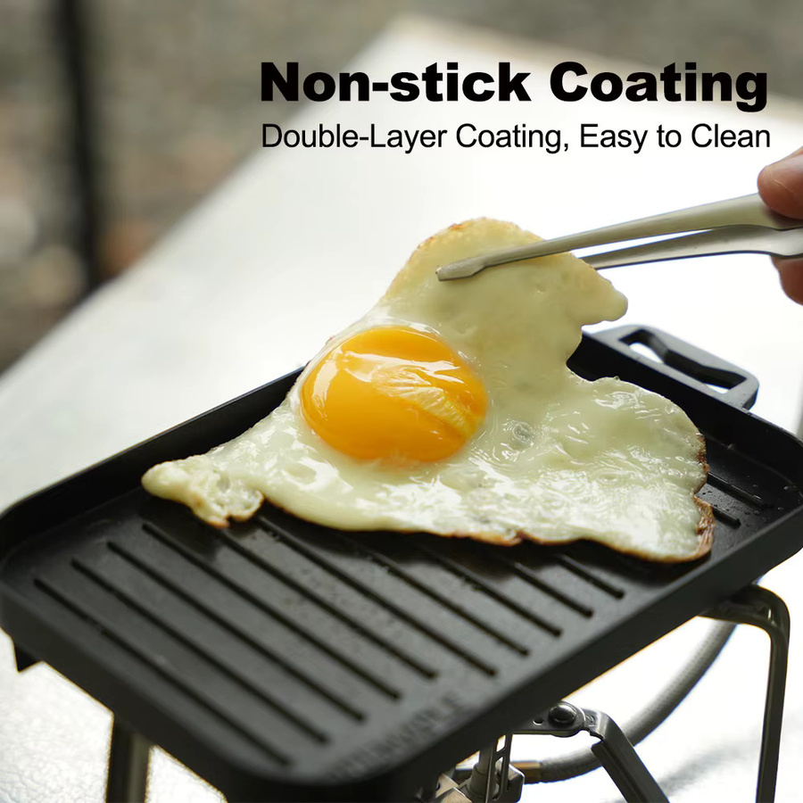 FireMaple Mini-Grillplatten-Set in Schwarz, rechteckige antihaftbeschichtete Outdoor-Grillpfanne für Camping und Kochaktivitäten - Bild 3