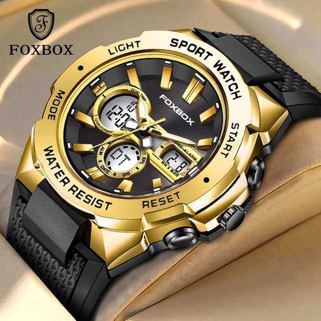 FOXBOX Armbanduhr, Chronograph, Digitaluhr, Quarz, Schwarz, Herren - Bild 1
