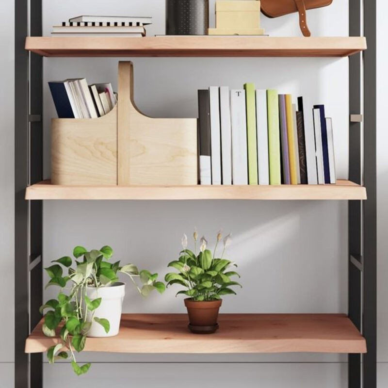 vidaxl Wandregal aus Massivholz Eiche Natur im Landhaus- und Skandinavischen Stil, B: 100 cm, H: 48 cm, T: 2-4 cm - Bild 1