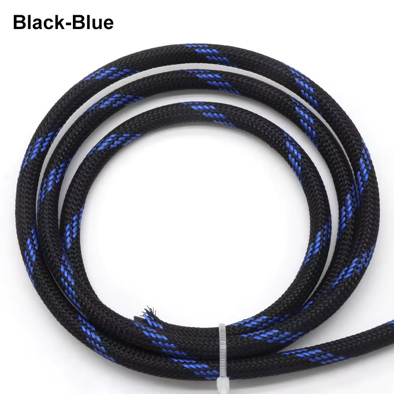 PET-geflochtene Kabelhülse in Schwarz oder Blau, erweiterbare und isolierte Leitungsschutzhülle mit hoher Dichte, Durchmesser: 2 mm bis 50 mm - Bild 3