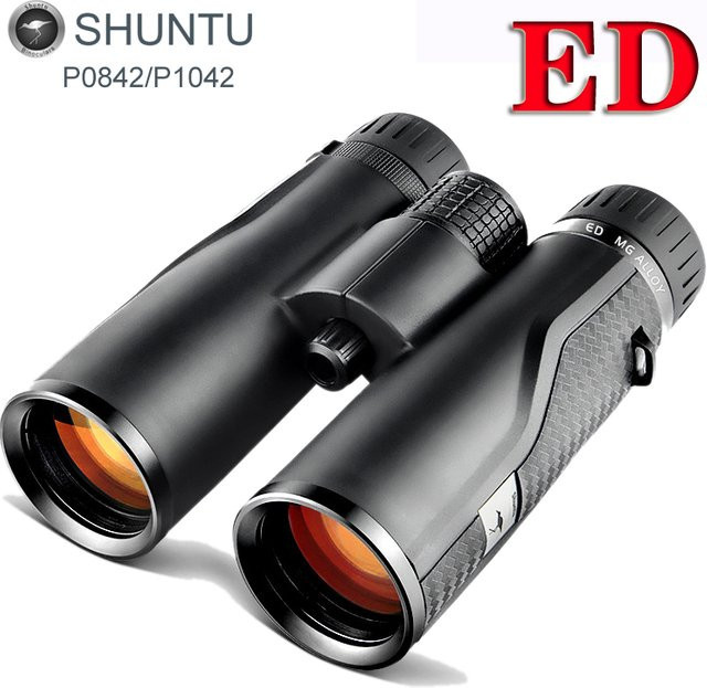 Shuntu Fernglas mit 8x42 oder 10x42 ED-Objektiv, IPX7 wasserdicht, Bak4-Prisma, Farbe: Schwarz - Bild 1