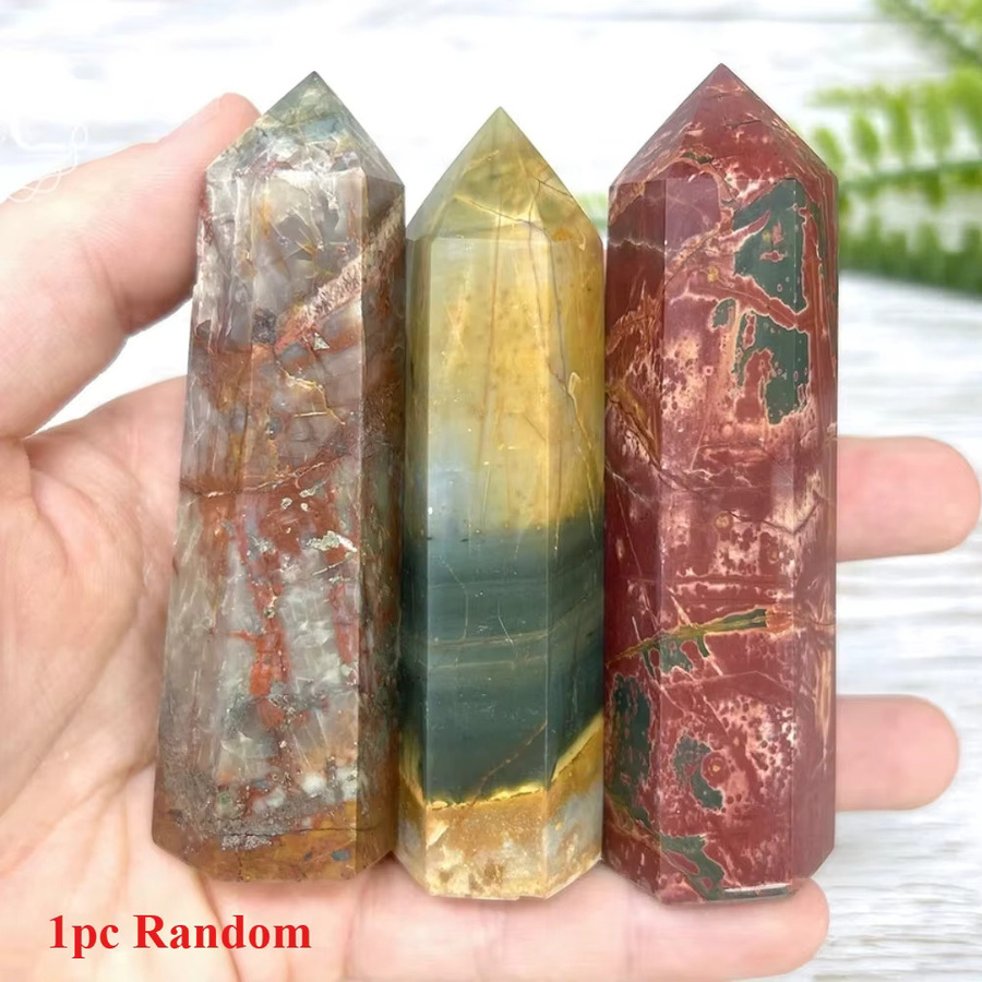 CrystalHola Natürlicher Ozeanjaspis-Spitze in Mehrfarbig als dekoratives Mineralogisches Exemplar - Bild 3