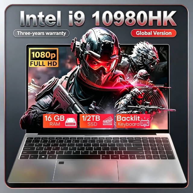 Gaming-Laptop mit 15,6 Zoll Display, Intel Core i9 10980HK, 32GB RAM, 2TB SSD, Windows 11 Pro, Silber - Bild 1