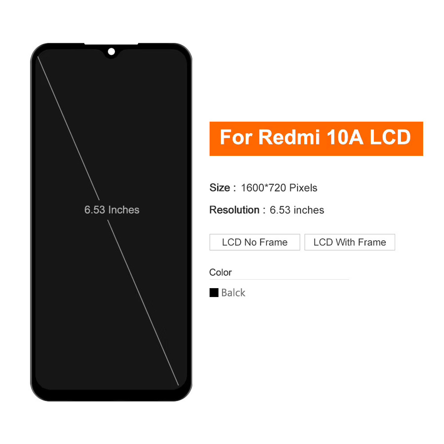 Xiaomi Redmi 10A LCD Display Touchscreen Digitalisierer Baugruppe mit Rahmen in Schwarz 6,53 Zoll - Bild 3