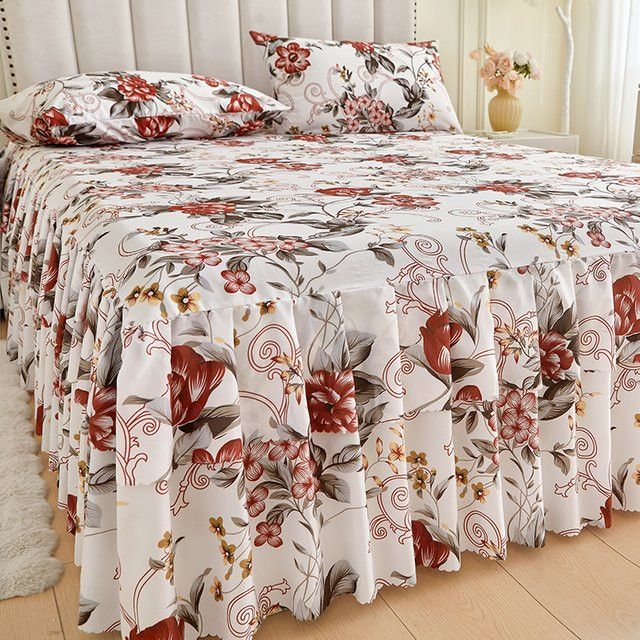 Byd Sierra Vara Frances 3-teiliges Bettwäsche-Set mit Bettrock und Kissenbezug im Blumenstil mit Rüschen - Bild 1