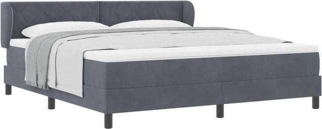 vidaXL Boxspringbett mit Matratze aus Samt in Dunkelgrau, B/T: 180 x 200 cm - Bild 1