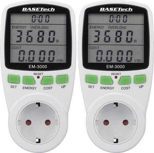Basetech EM-3000 Energiekosten-Messgerät mit Kostenprognose, 2 Stück, Weiß - Bild 1