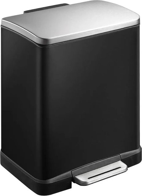 PROREGAL Treteimer Schwarz mit Edelstahldeckel und 2 Inneneimern, H x B x T: 44,6 x 36,6 x 31,9 cm - Bild 1
