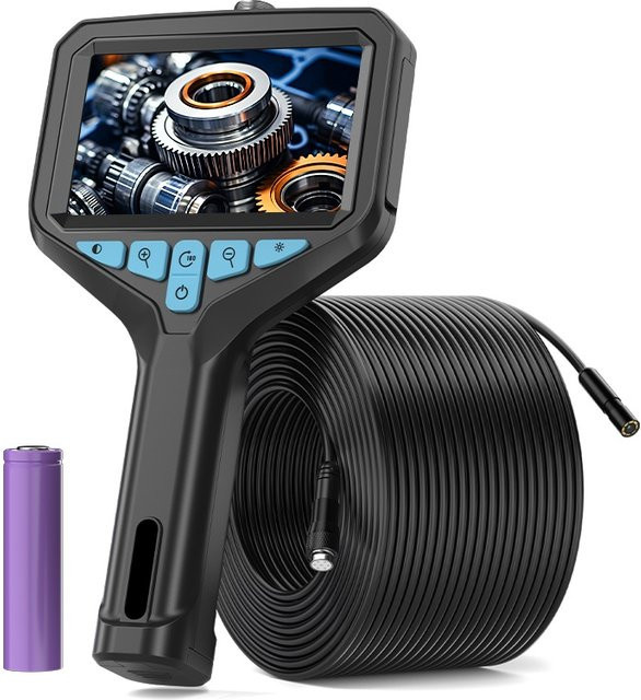 ENWOR Endoskop Kamera mit 4,3 Zoll IPS Bildschirm, wasserdichte 8mm Sonde und 8 LEDs, starres Kabel für Automotive und Pipeline Inspektion, Farbe: Schwarz - Bild 1