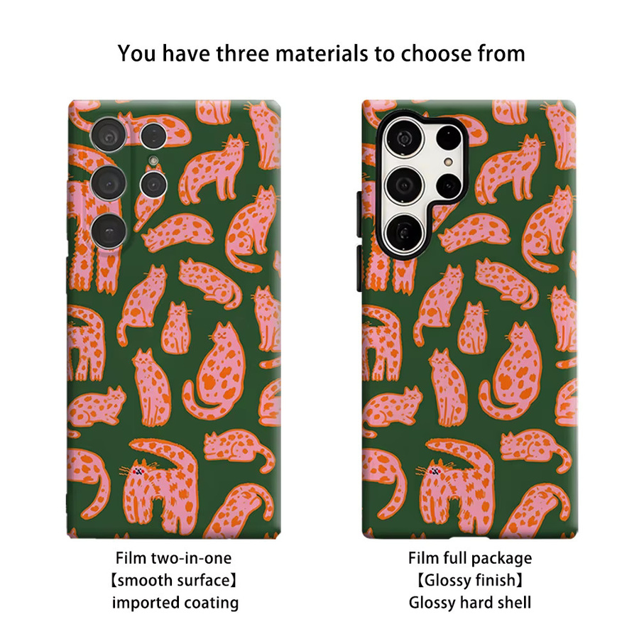 Potdemiel Handyhülle mit lustigem Retro-Katzen-Design und Punkten für Samsung Galaxy S26 S25 S24 S23 Ultra Plus, stoßfest und robust, Mehrfarbig - Bild 2