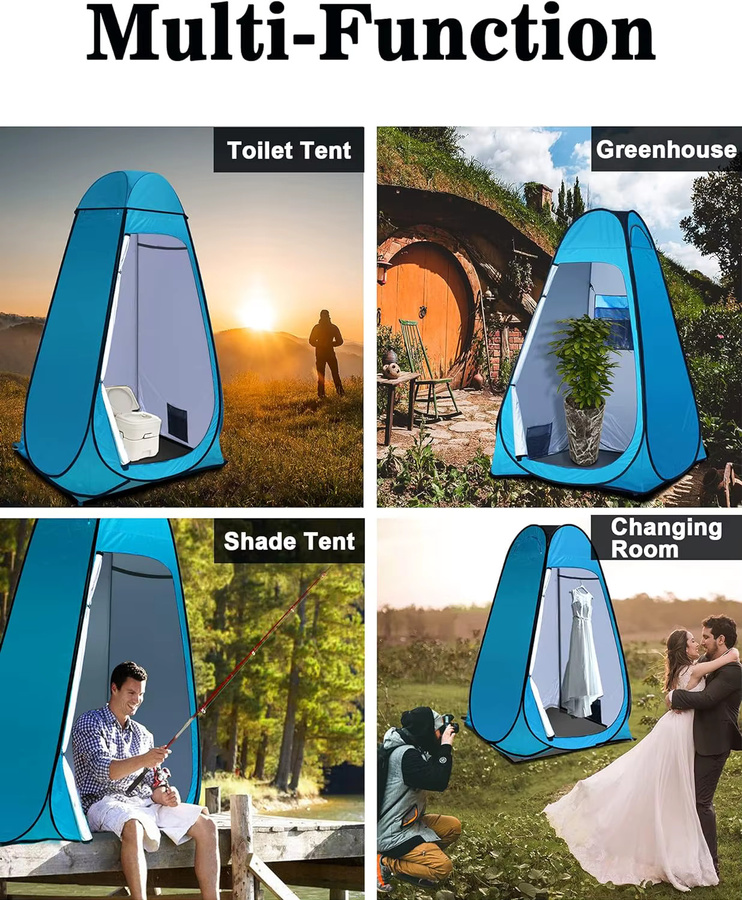Vremota Tragbares Strand-Dusch- und Umkleidezelt in Blau als mobiles Outdoor-WC und Privatsphäre-Zelt für Angel- und Fotografie-Aktivitäten mit Sonnen- und Regenschutz - Bild 4