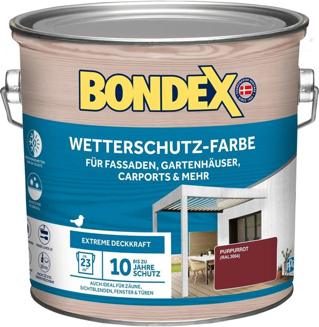Bondex Wetterschutz-Farbe für Holz in RAL 3004 Purpurrot, 2,5 l - Bild 1