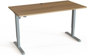 STIER Elektrisch Höhenverstellbarer Schreibtisch 501-33 in Nussbaum mit silbernem Gestell, B/T: 160 x 80 cm, Höhe: 68-118 cm - Bild 1