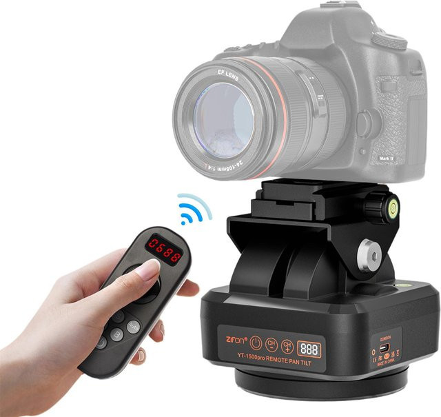 ZIFON YT1500pro Motorisierter Panorama-Kopf mit Fernbedienung, 360 Grad Schwenk-Neige-Kopf in Schwarz - Bild 1