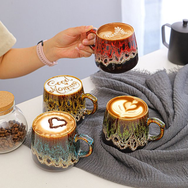 Handgemachter Keramik-Kaffeebecher in Multicolour mit großer Kapazität für Zuhause und Büro - Bild 1