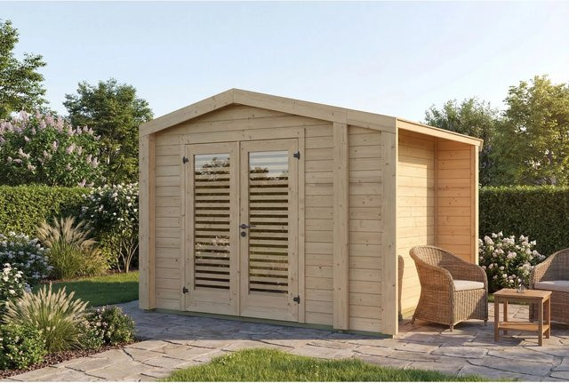 Weka Holz-Gartenhaus Killarney mit Satteldach in Natur Braun, B: 311 cm, T: 263 cm, H: 241 cm - Bild 1